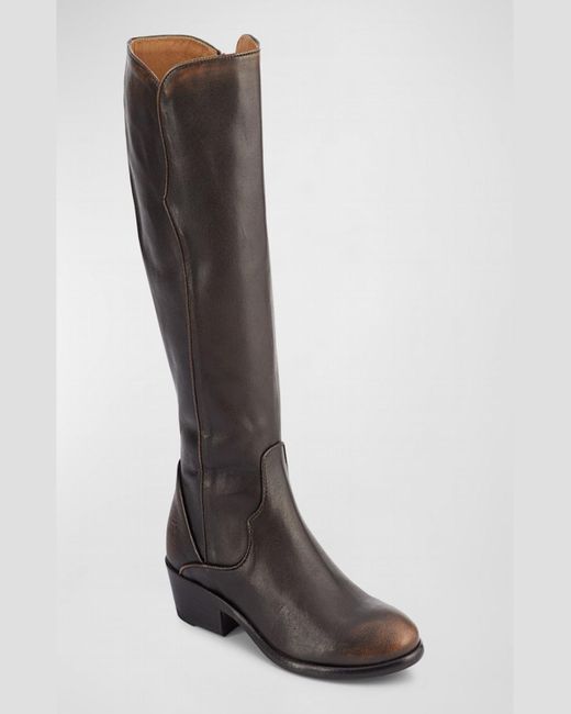 Frye Brown Carson Leather Piping Tall Boots