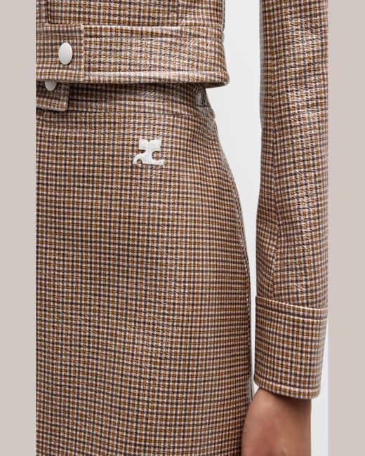 Courreges Natural Re-Edition Checked Print Vinyl Mini Skirt