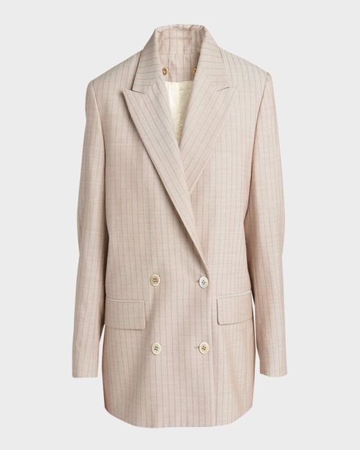 Golden Goose Deluxe Brand Natural Stripe Jacquard Double-Breasted Blazer