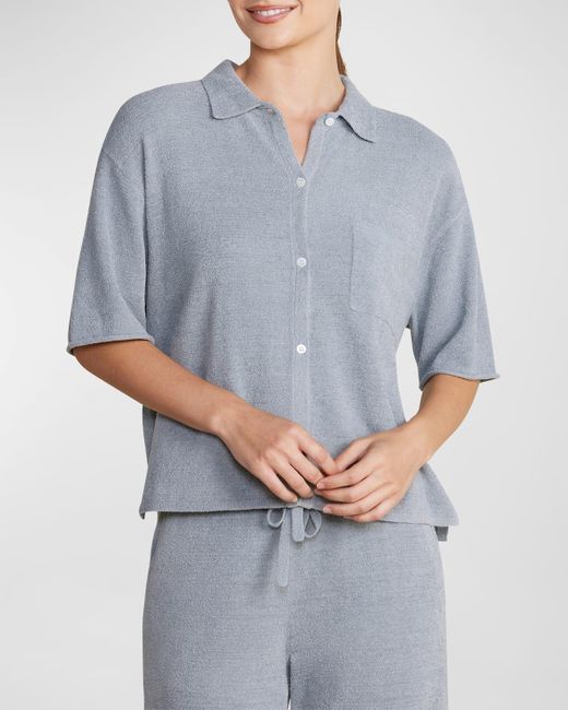 Barefoot Dreams Gray Cozychic Ultra Lite Button-Down Shirt