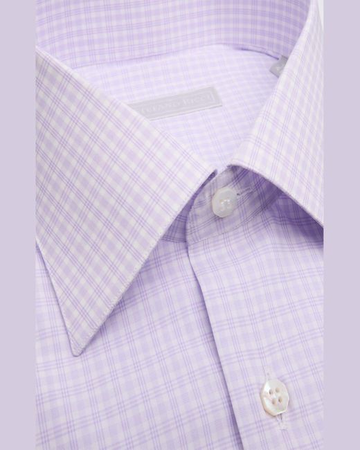 Stefano Ricci Purple Cotton Check Dress Shirt for men