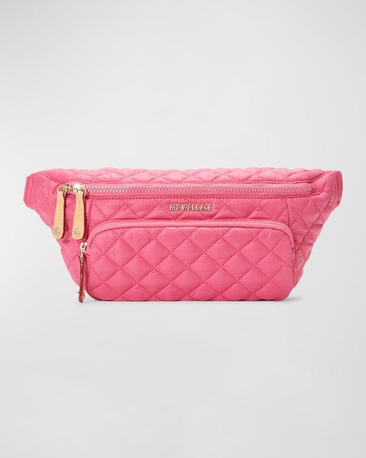 MZ Wallace Pink Metro Quilted Sling Belt Bag