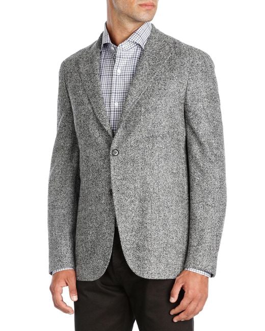 Lyst Isaia Herringbone Woolsilkcashmere Sport Coat in Gray for Men