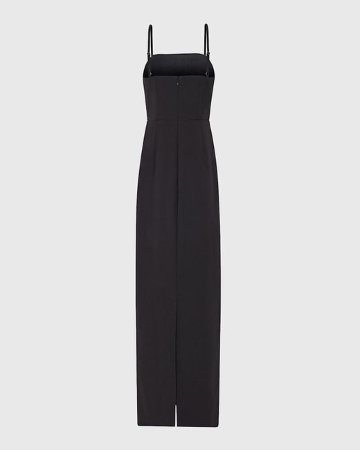 MILLY Black Allison Sleeveless Rosette Column Midi Dress
