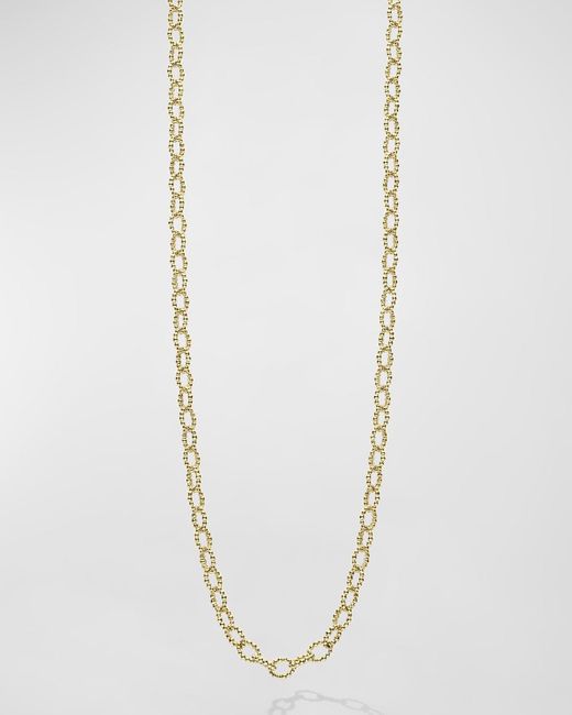 Lagos White 18k Signature Caviar 4x3mm Oval Link Chain Necklace, 18"l