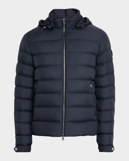Moncler Blue Arneb Hooded Short Down Puffer Jacket for men
