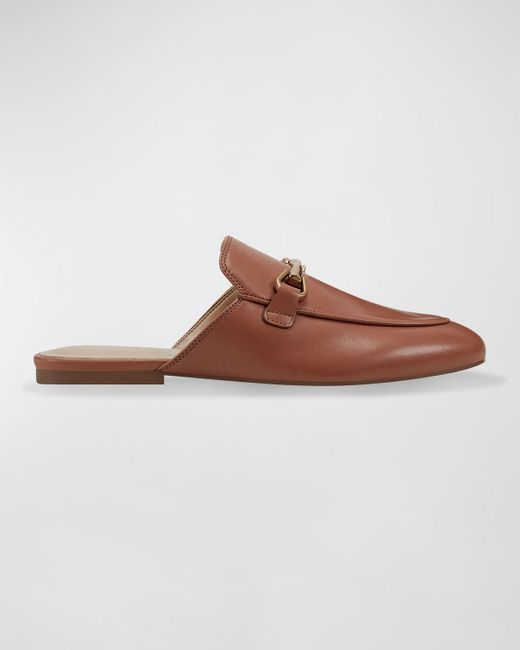 Marc Fisher Brown Butler Leather Bit Loafer Mules
