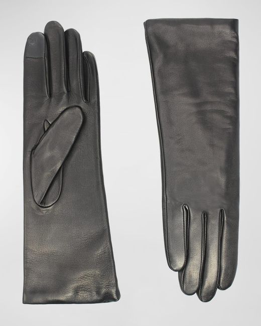 Agnelle Gray Classic Lambskin Leather Gloves