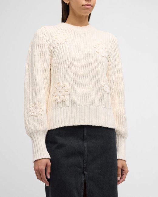 Rails White Romy Floral Applique Sweater