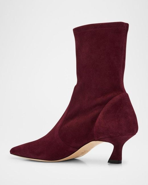 Stuart Weitzman Red 50Mm Vinnie Suede Stretch Booties