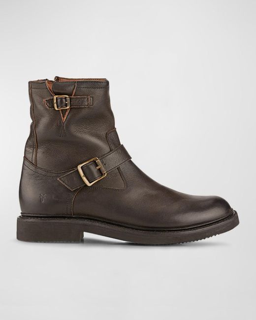 Frye Brown Dean Leather Moto Boots for men