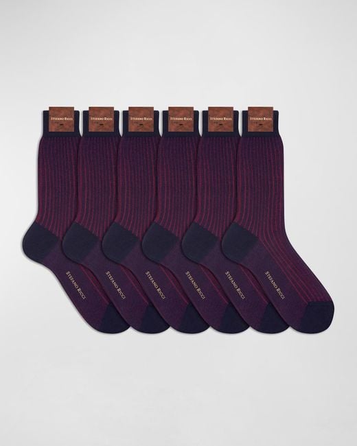 Stefano Ricci Purple 6-pack Cotton Socks for men