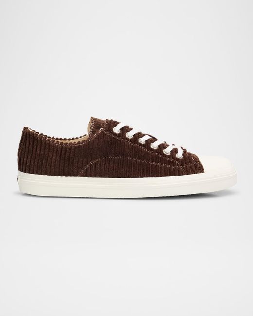 Moschino Brown Edge Corduroy Cap Toe Low-Top Sneakers for men