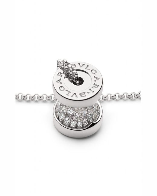 BVLGARI Metallic B.zero1 18k White Gold Diamond Charm Necklace