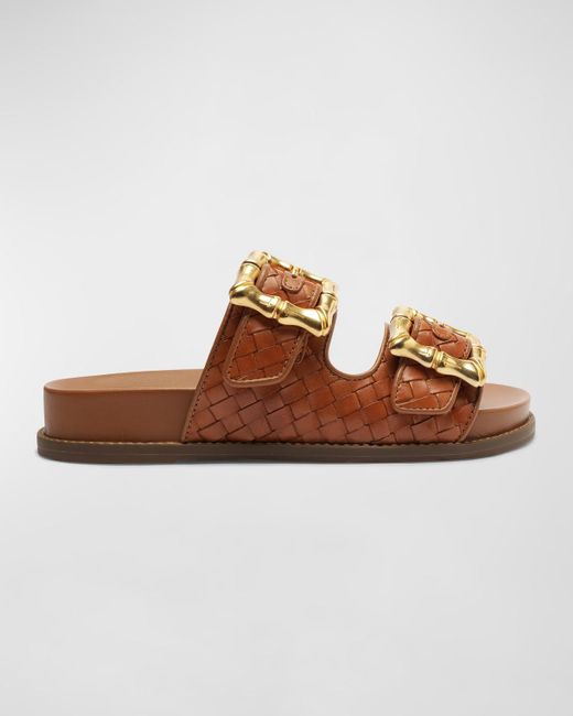 SCHUTZ SHOES Brown Enola Dual-Buckle Easy Slide Sandals