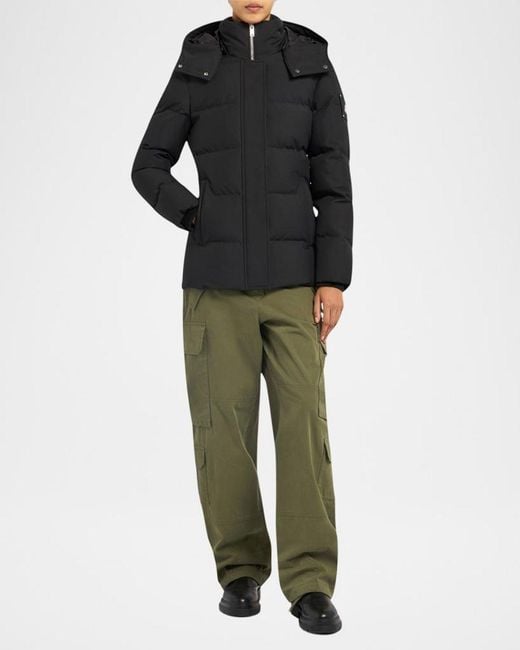 Moose Knuckles Black Shearling-Trimmed Down Puffer Jacket