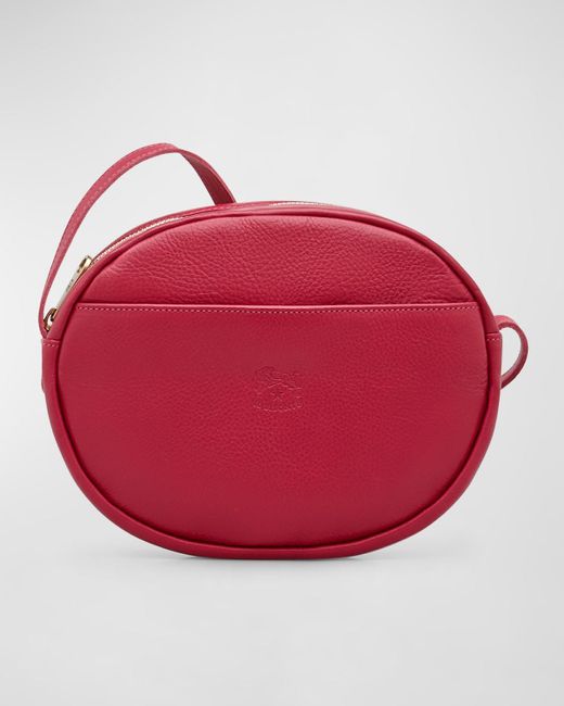 Il Bisonte Red Rubino Round Vacchetta Leather Crossbody Bag