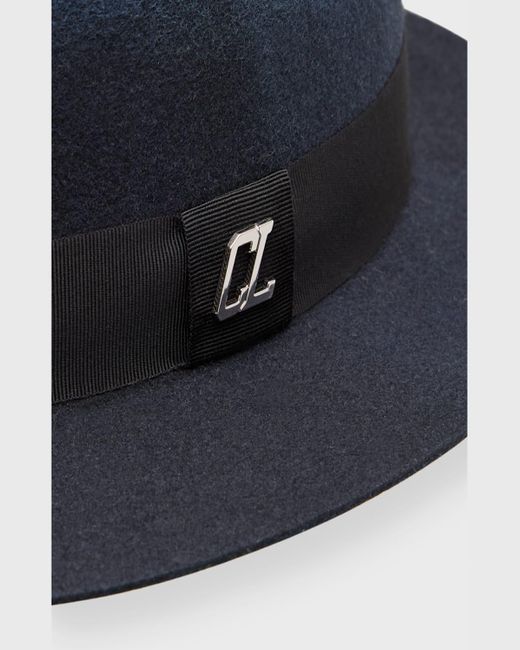 Christian Louboutin Blue Andaloubi Wool Degrade Fedora Hat for men