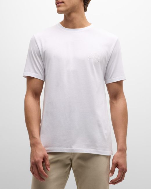 Stefano Ricci White Cotton Embroidered T-Shirt for men
