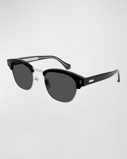 Cartier Black Essentials Signature C 52mm Square Sunglasses for men