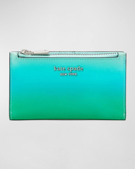 Kate Spade Blue Morgan Small Bifold Ombre Leather Wallet