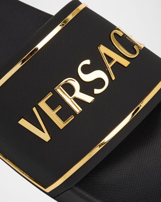 Versace Black Apos;S Logo Slide Sandals for men