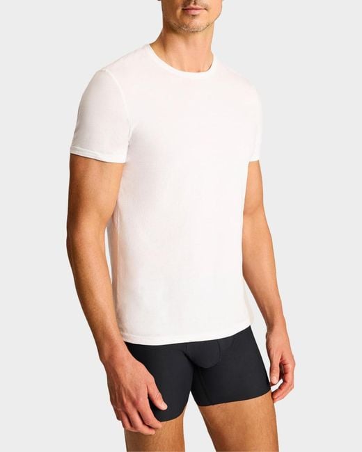 Commando White Premier Stretch-Cotton Crewneck Undershirt for men