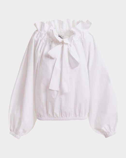 Essentiel Antwerp White Haquiri Voluminous Cotton Blouse