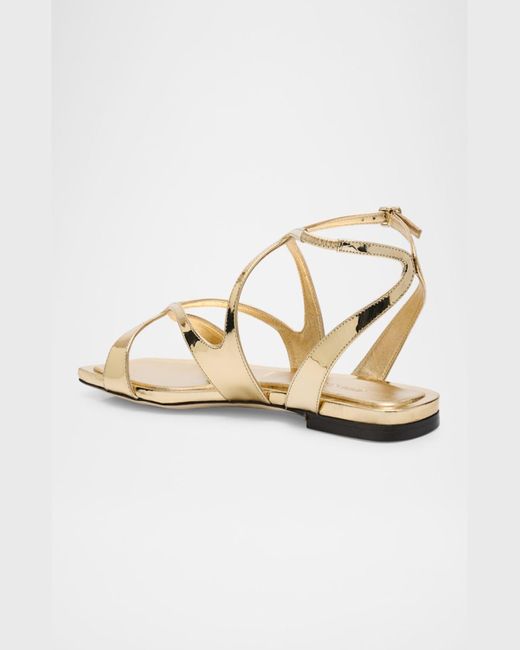 Jimmy Choo Ayla Metallic Leather Ankle-Strap Sandals