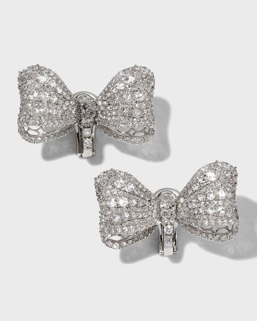 Staurino Gray 18k White Gold Couture Diamond Bow Earrings