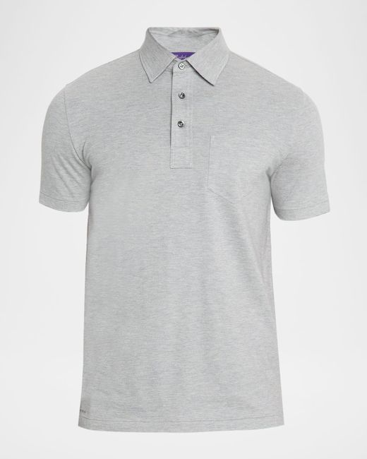 Ralph Lauren Gray Cotton And Cashmere Pique Pocket Polo Shirt for men