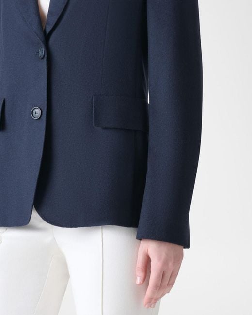 Akris Blue Single-Breasted Cashmere Jacket
