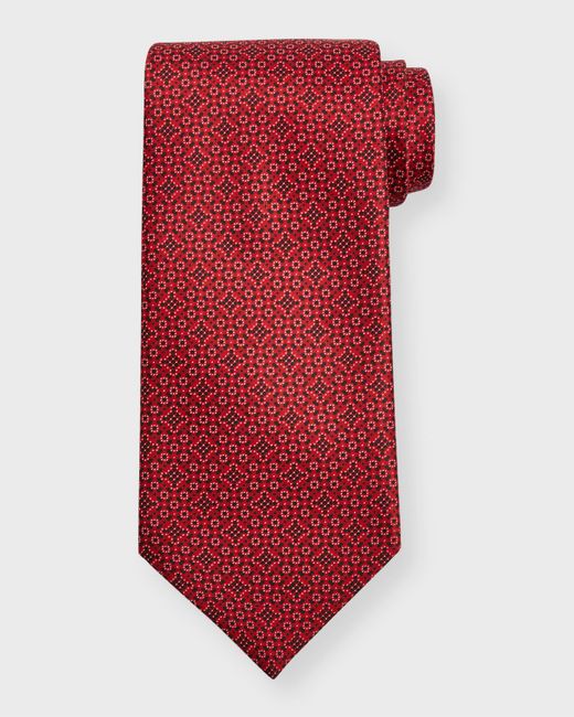 Stefano Ricci Red Geometric-Print Silk Tie for men