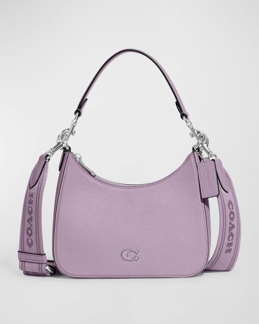 COACH Purple Zip Leather Crossbody Bag