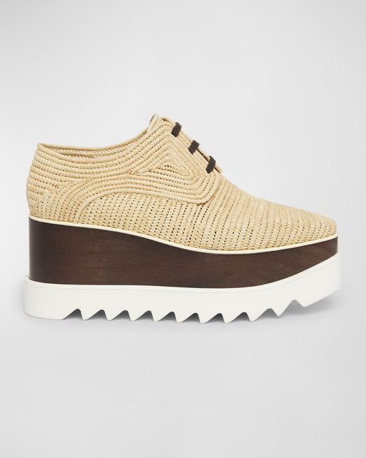 Stella McCartney White Elyse Raffia Platform Sneaker Loafers