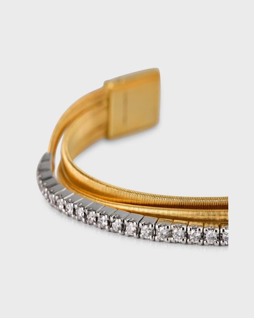 Marco Bicego Metallic Masai White Gold 3-strand Bracelet With Diamonds