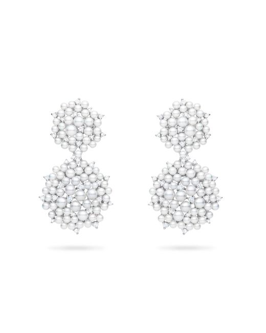 Paul Morelli White Lagrange 18k Pearl & Diamond Small Double-dangle Earrings