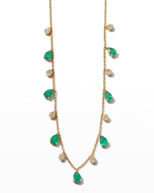 Siena Jewelry White Pear Emerald And Diamond Shaker Necklace