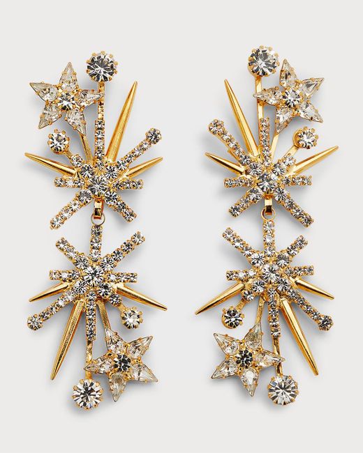 Elizabeth Cole Metallic Lyra 24k Gold Plated Crystal Earrings