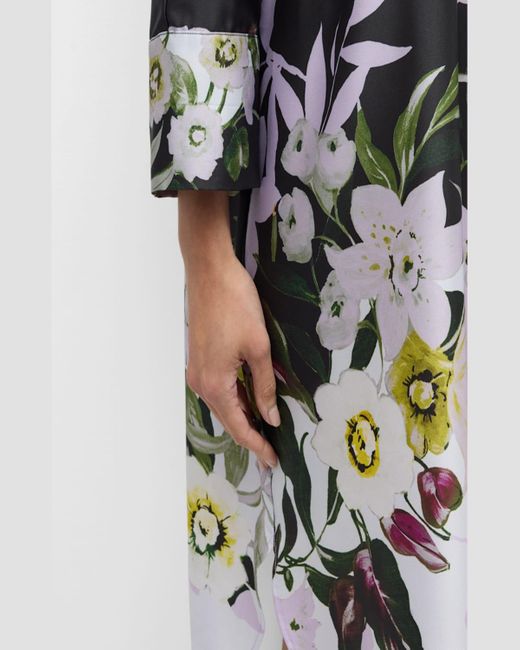 Teri Jon Multicolor Floral-Print Twill Shift Shirtdress