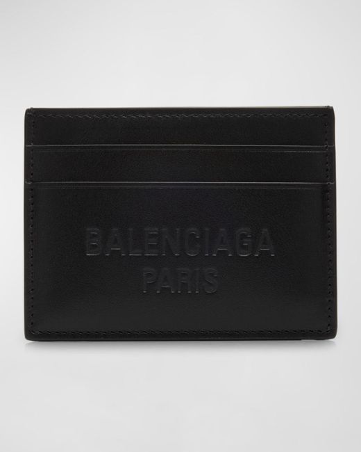 Balenciaga Black Duty Free Embossed Logo Leather Card Holder for men