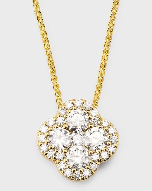 Neiman Marcus Metallic 18k Gold Gh/si Diamond Pendant On 18" Chain, 1.37tcw