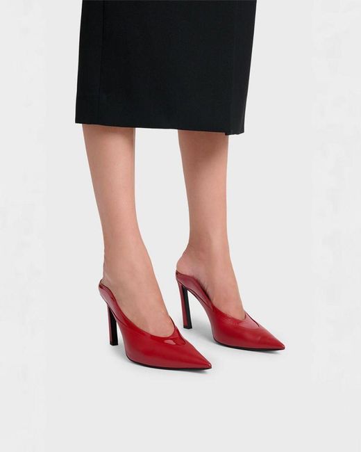 Givenchy Red Mixed Leather Pointed-Toe Mule Pumps