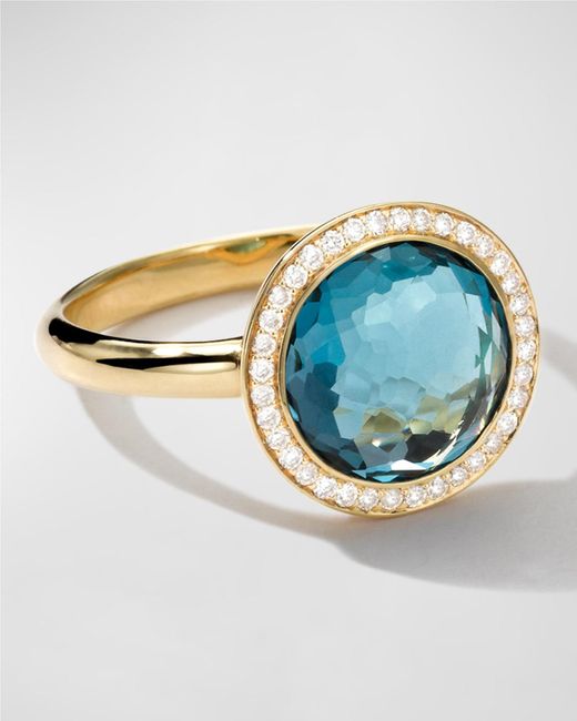 Ippolita Blue Small Ring In 18k Gold With Diamonds