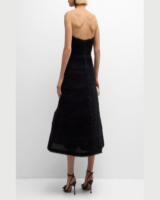 Carolina Herrera Black Embellished Tulle Strapless Fit-&-Flare Dress