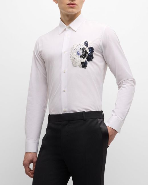 Alexander McQueen White Dutch Flower Dress Shirt for men