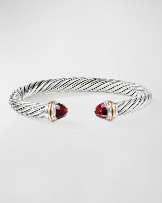 David Yurman Multicolor Cable Bracelet With Gemstone And 14k Gold In Silver, 7mm