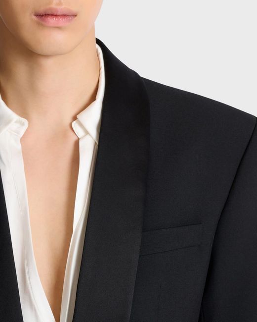 Balmain Blue Apos;S Wool Shawl Lapel Single-Button Dinner Jacket for men