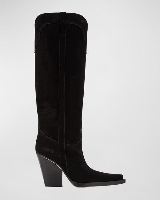 Paris Texas Black Eldorado Suede Tall Western Boots