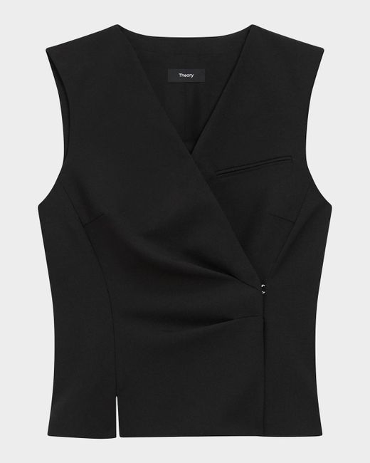 Theory Black Shrunken Wrap Vest